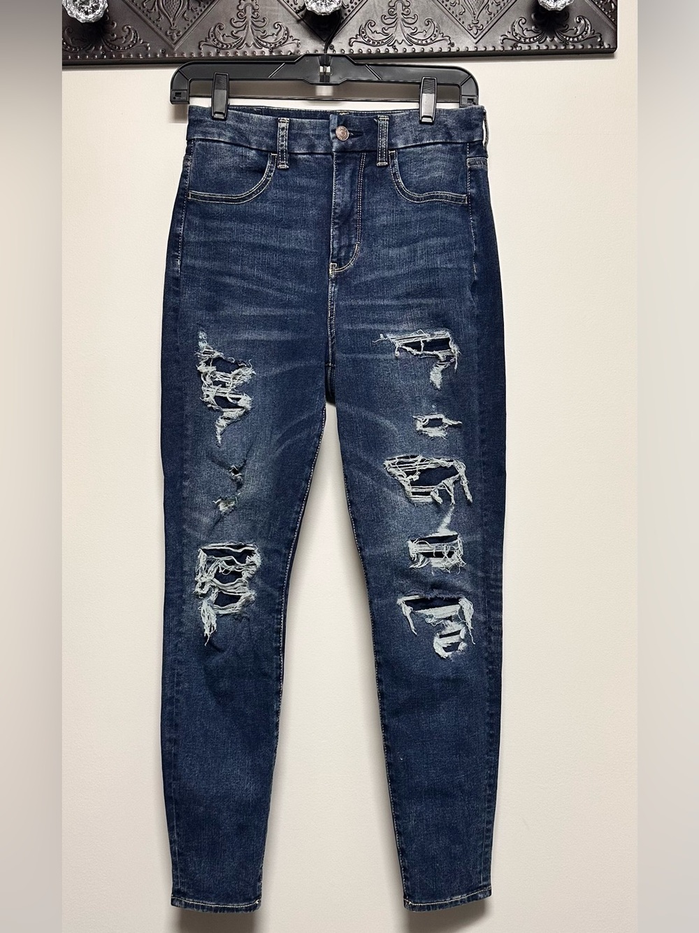 American Eagle Outfitters The Dream Jean Dark Wash Ripped Skinny Jeans Jeggings
